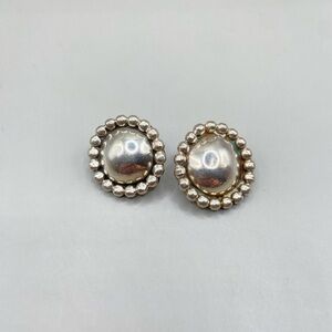 Vintage Silver Beaded Border Post Earrings